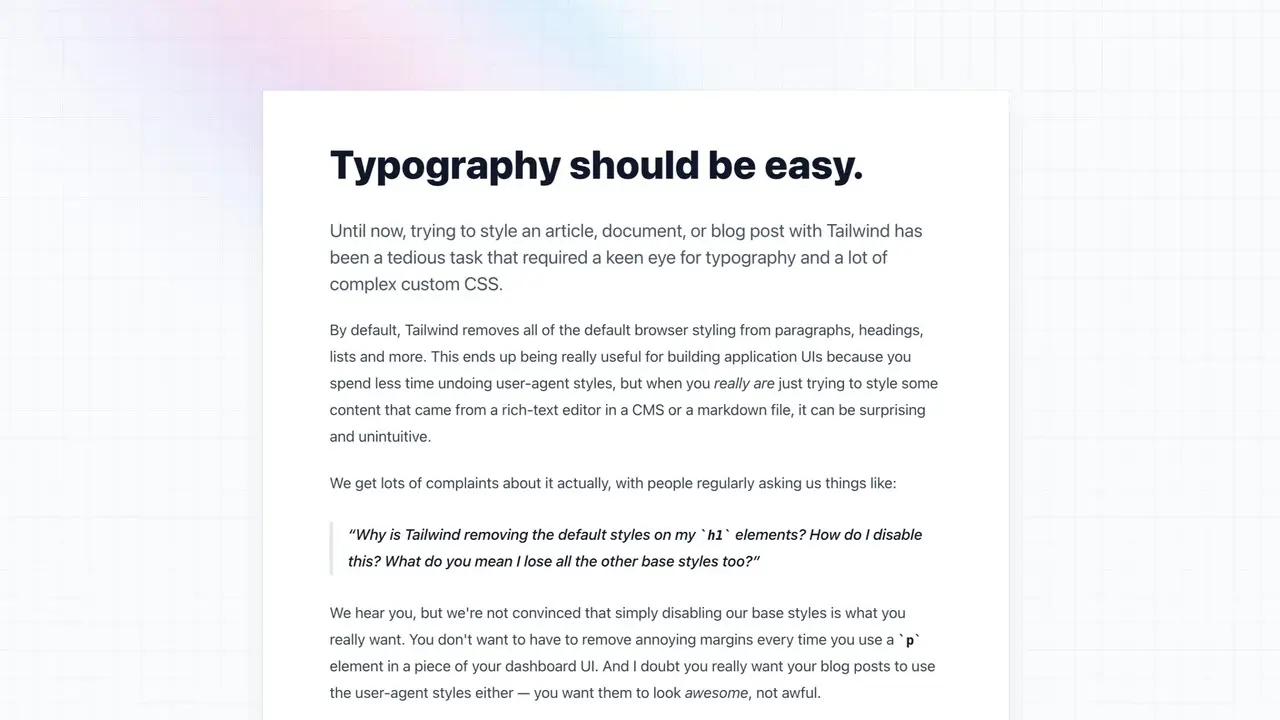 Screenshot of the Tailwind CSS Typography Playground